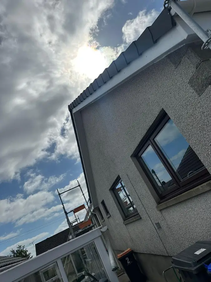 The finished roofline seen from below